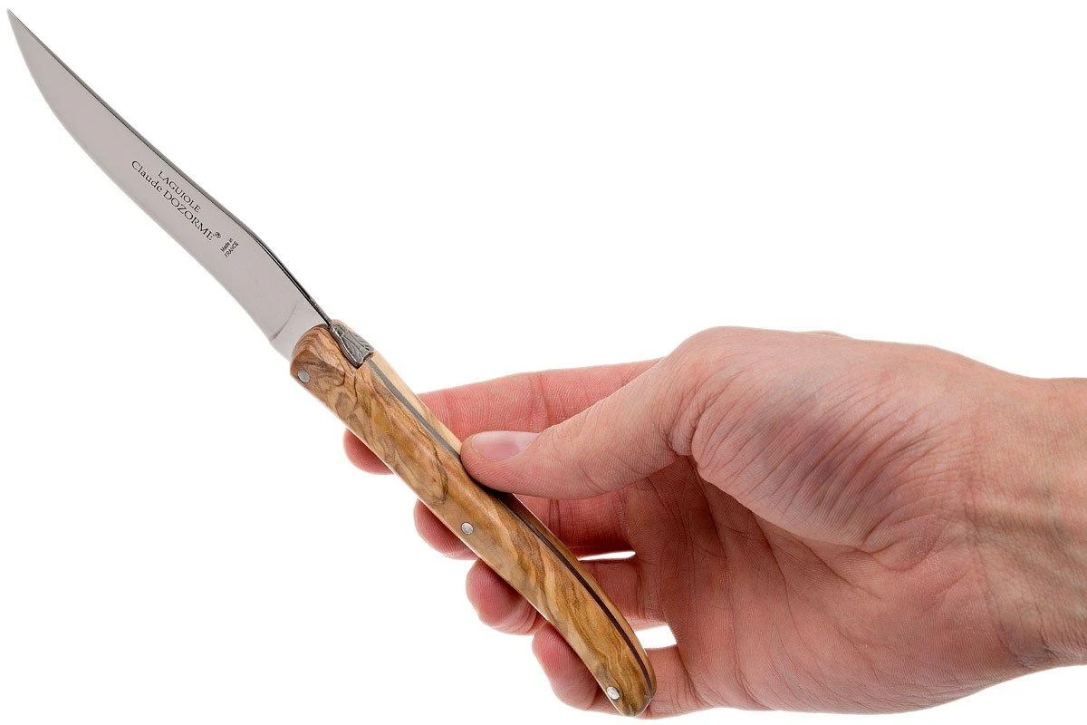 Claude Dozorme Laguiole Steakmesserset 6-teilig Ohne Bolster, Olivenholz 9 Claude Dozorme Laguiole Steakmesserset 6-teilig Ohne Bolster, Olivenholz – Bild 7