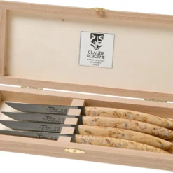 Claude Dozorme Le Thiers Steakmesserset 4-teilig, Birkenholz, Rot -Koch Klingen Verkaufsgeschäft CD2 90 079 66R 06 claude dozorme scaled