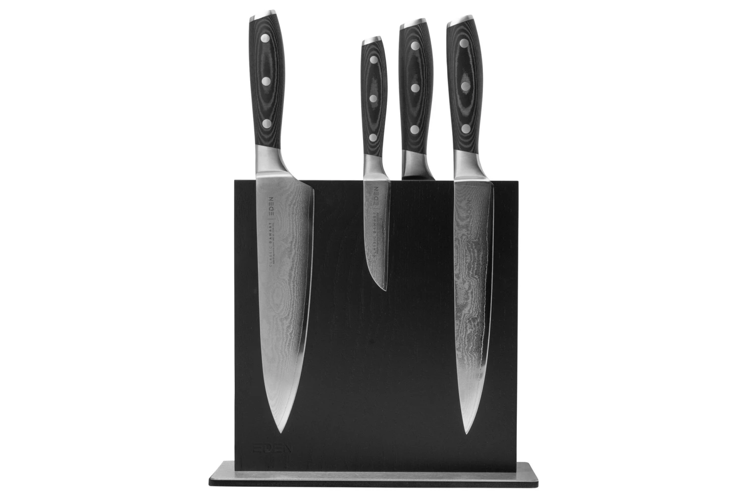 Eden Classic Damast 2030-S09, 5-teliges Messerset Mit Magnetischem Messerblock 3 Eden Classic Damast 2030-S09, 5-teliges Messerset Mit Magnetischem Messerblock