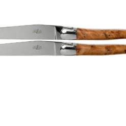 Forge De Laguiole, LAT22MINTHBRI, 2-teiliges Steakmesserset Poliert, Thuya-Holz