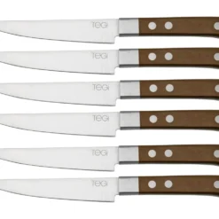 Maserin TEGI 2500TG01-M 6-teiliges Steakmesser-Set Mit Rolltasche, Braun