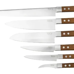 Maserin TEGI 2500TG02-M 6-teiliges Küchenmesser-Set Mit Rolltasche, Braun