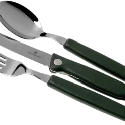 Victorinox Swiss Classic 3-teiliges Besteckset Schwarz Mit Faltbarem Messer, 6.7192.F3