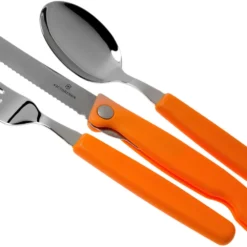 Victorinox Swiss Classic 3-teiliges Besteckset Orange Mit Faltbarem Messer, 6.7192.F9