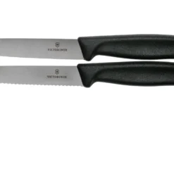 Victorinox SwissClassic Gemüsemesser Mit Wellenschliff/glatt Schwarz 10 Cm, 2er Set, VT6-7793-B