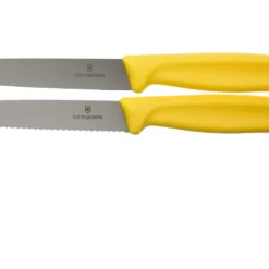 Victorinox SwissClassic Gemüsemesser Mit Wellenschliff/glatt Gelb 10 Cm, 2er Set, VT6-7796-L8B