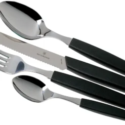 Victorinox Swiss Modern 6.9093.11W.24, 24-teiliges Besteckset Mit Tomatenmesser, Schwarz