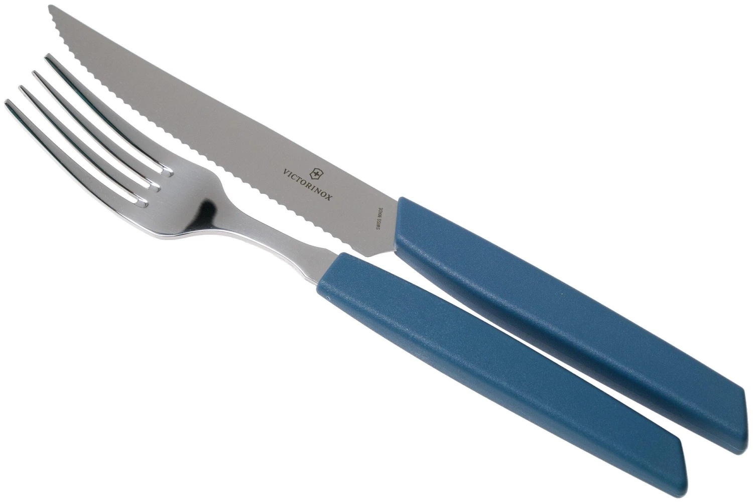 Victorinox Swiss Modern 6.9096.12W2.12, 12-teiliges Besteckset Mit Steakmesser, Blau 3 Victorinox Swiss Modern 6.9096.12W2.12, 12-teiliges Besteckset Mit Steakmesser, Blau