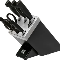 Zwilling J.A. Henckels Four Star SharpBlock 35145-007, 7-teiliger Messerblock Schwarz Eschenholz